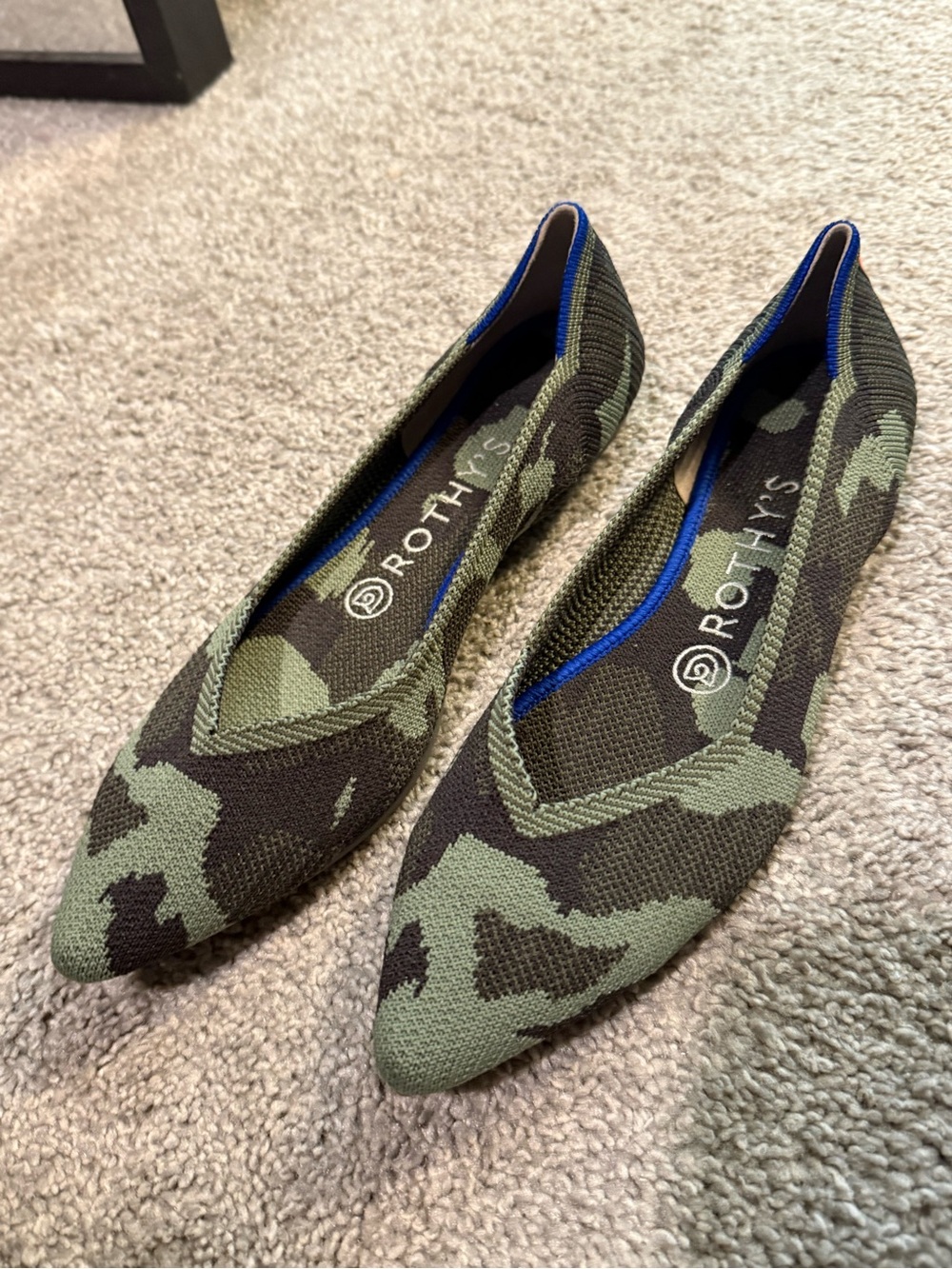 Rothy's Women's Pointed Flat in Green Camo Knit
